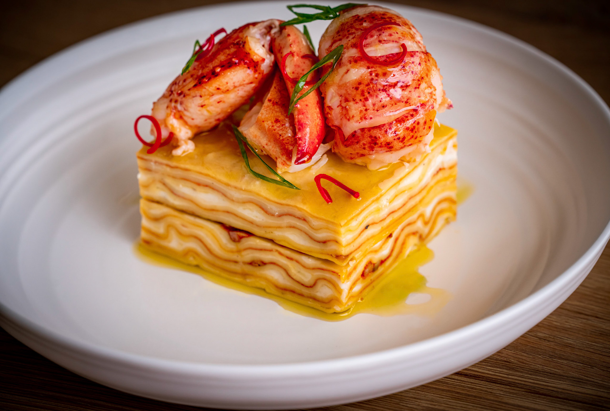 Lobster lasagna at Allora Italian restaurant in San Antonio